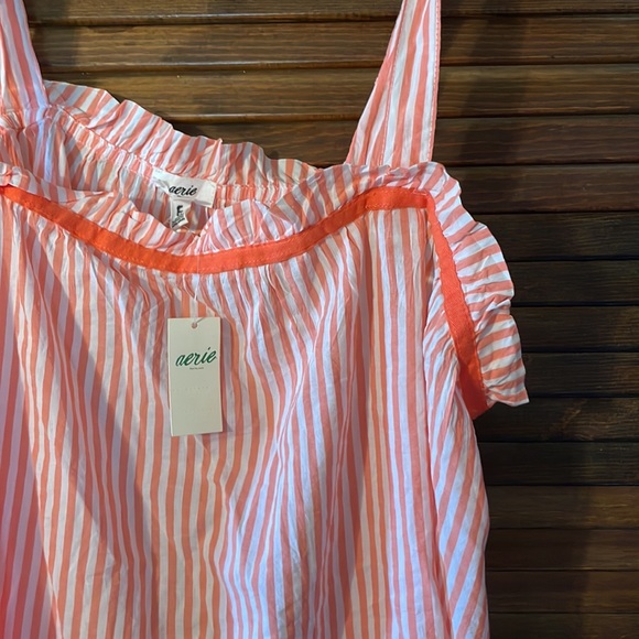 NWT Aerie Peach & White Striped Tank W/ Tie Straps - Picture 4 of 5